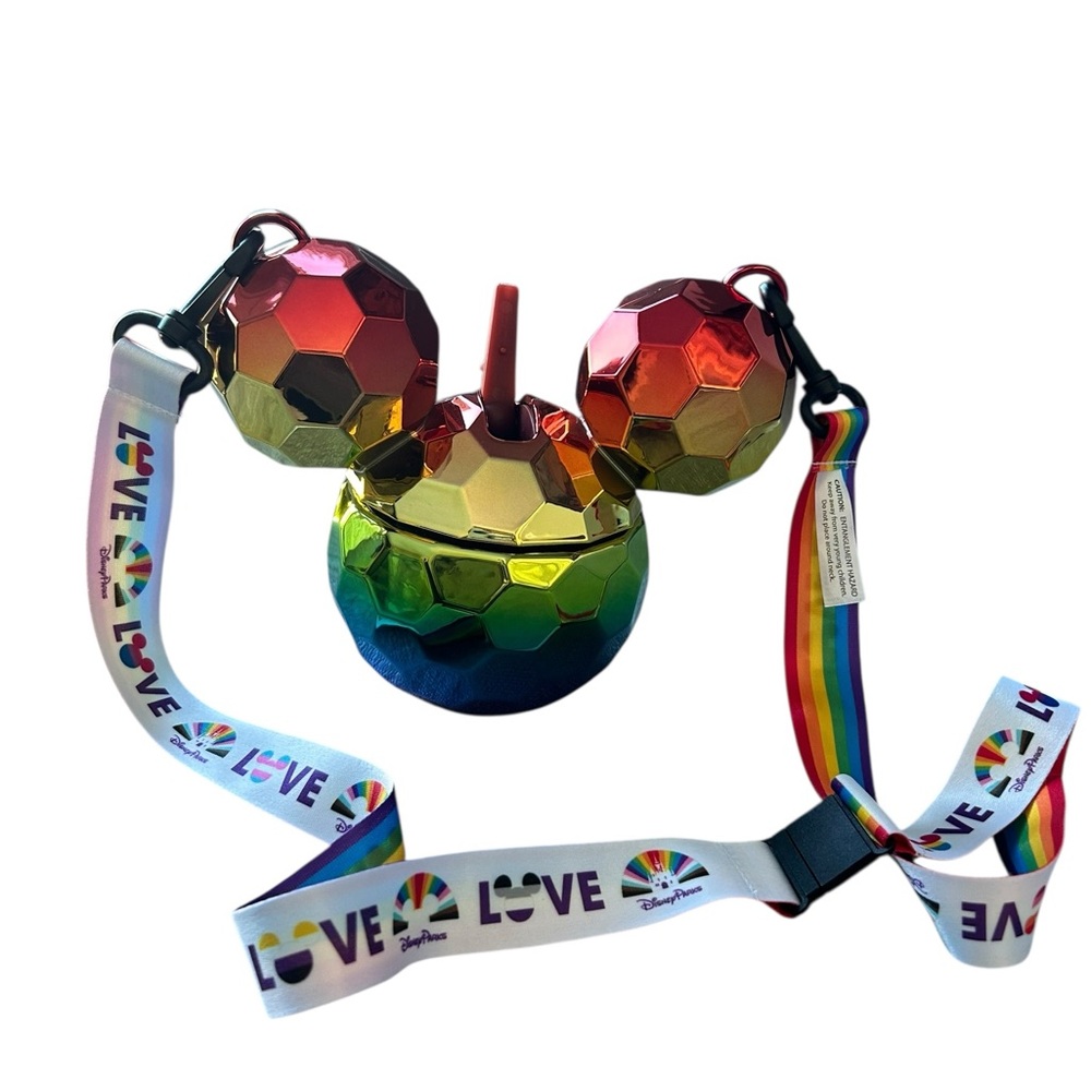 Disney Park 2023 Rainbow Pride Mirrored Mickey Shaped Sipper Cup Collectible